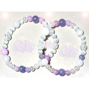 PULSEIRA ANCESTRAL - 4º RAIO - CHAMA BRANCA - CRISTAL (C/ PEDRAS PRECIOSAS)